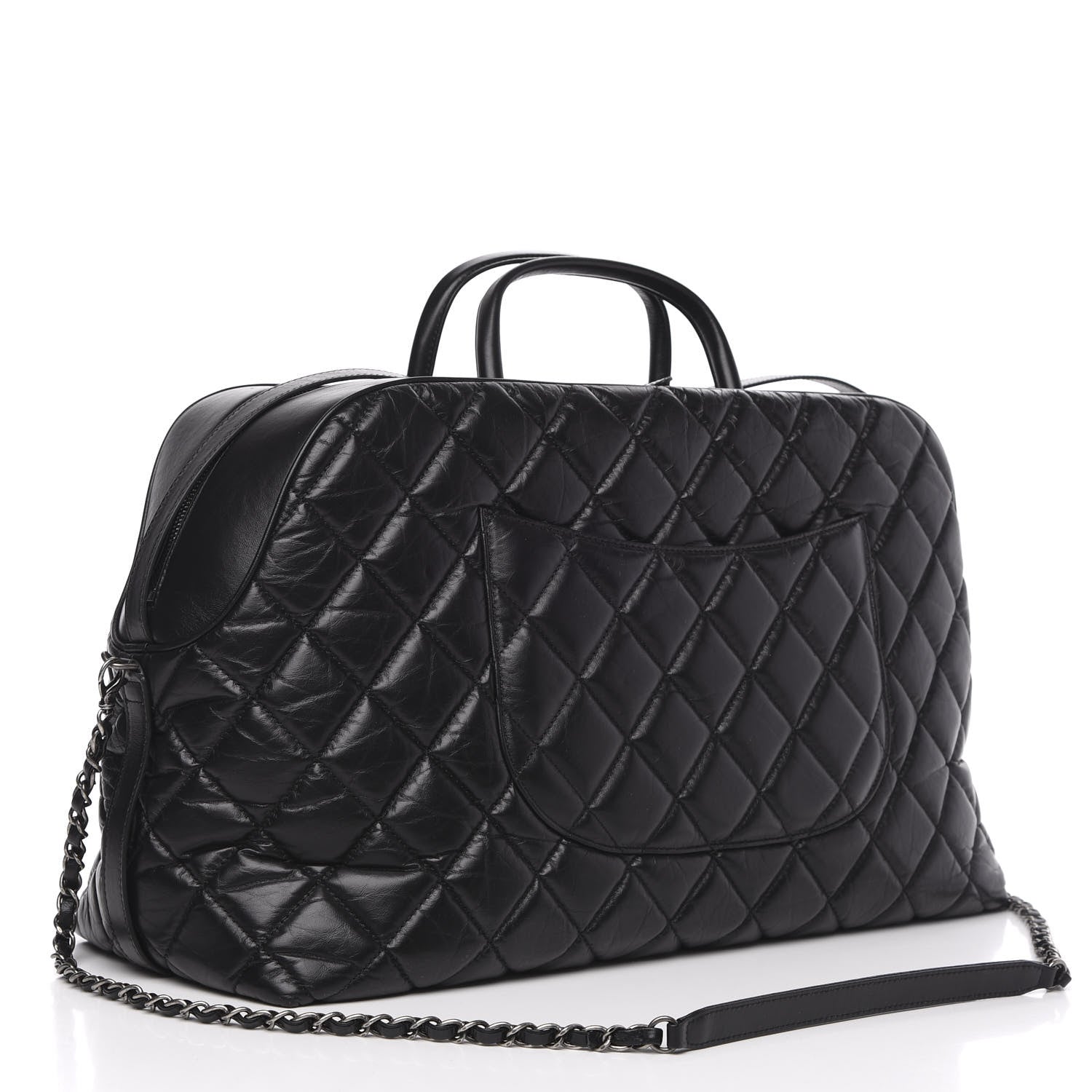 Chanel Aged Calfskin Quilted Large Bowling Bag Black 2 of 10