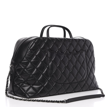 Chanel Aged Calfskin Quilted Large Bowling Bag Black 2 of 10