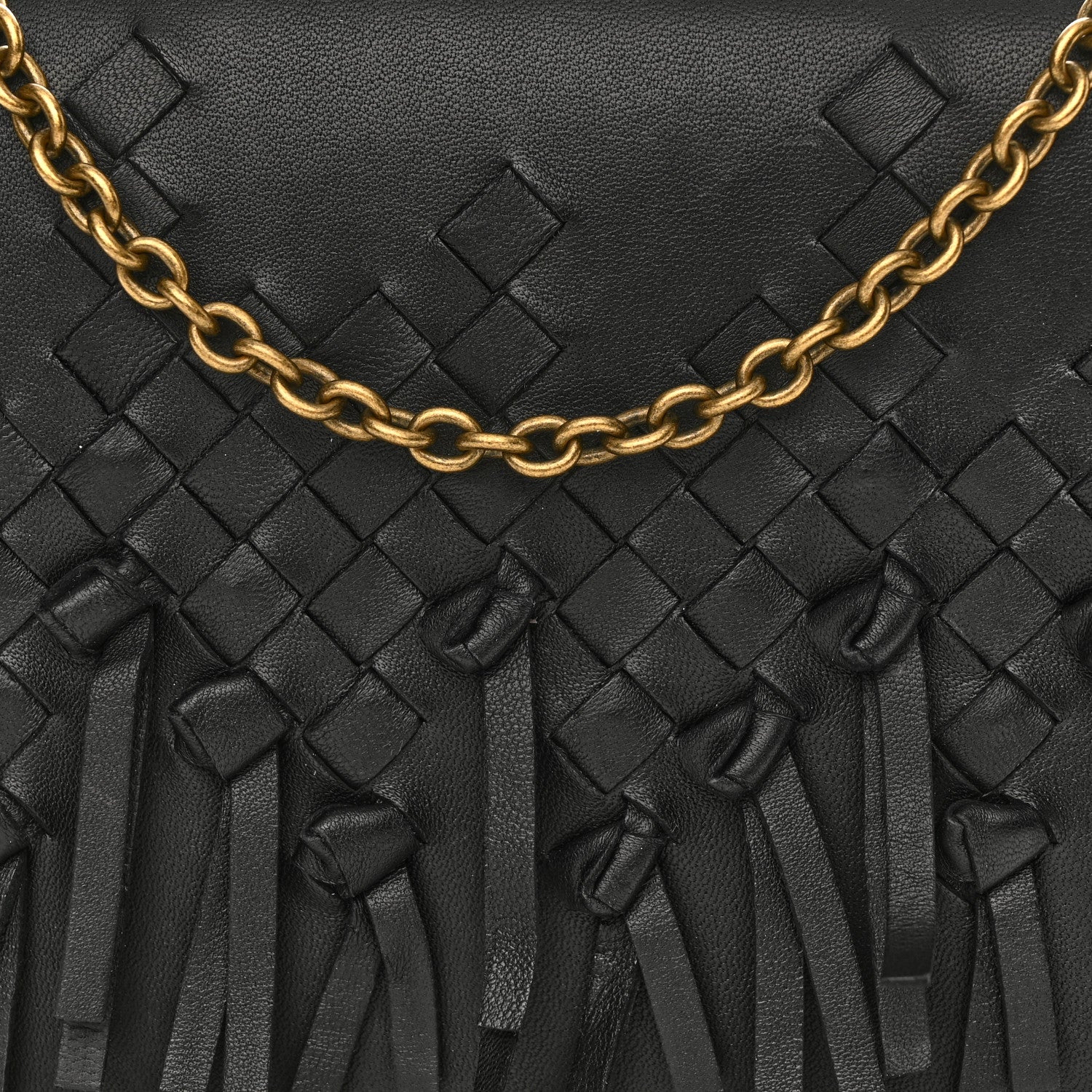 Bottega Veneta Nappa Intrecciato Fringe Chain Wallet Black 7 of 15