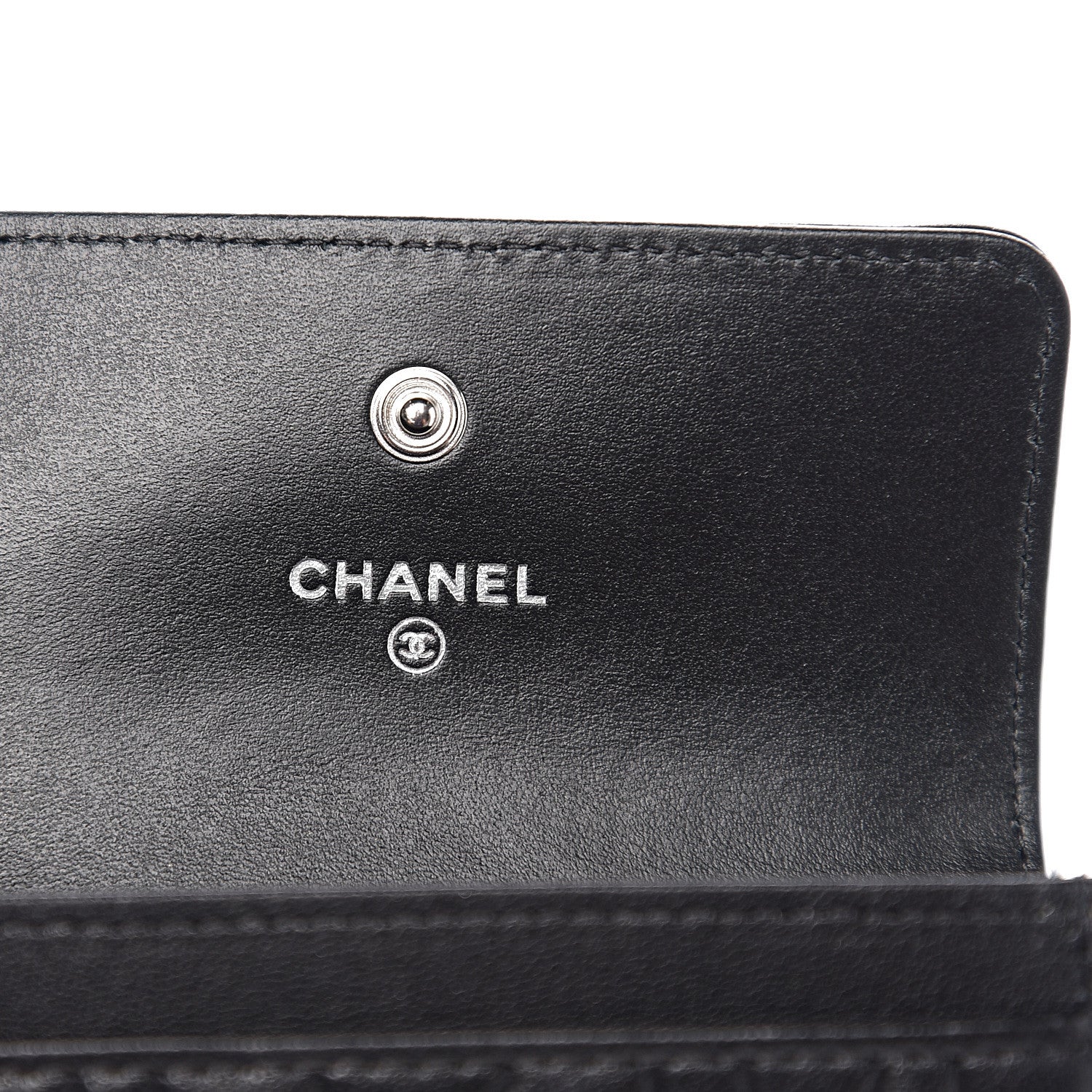 Chanel Lambskin Camellia Embossed Card Holder Wallet Black 5 of 8