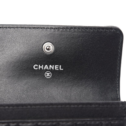 Chanel Lambskin Camellia Embossed Card Holder Wallet Black 5 of 8