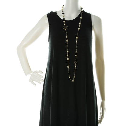 Chanel Pearl Bead Enamel CC Long Necklace Black Gold 2 of 7