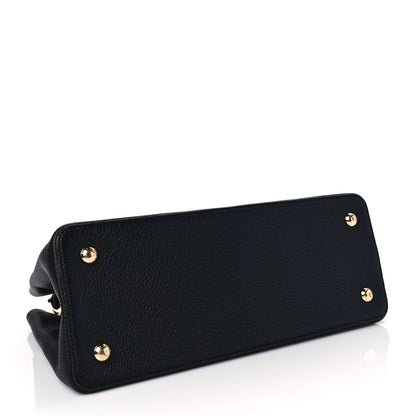 Louis Vuitton Taurillon Capucines MM Black Fuchsia 4 of 7