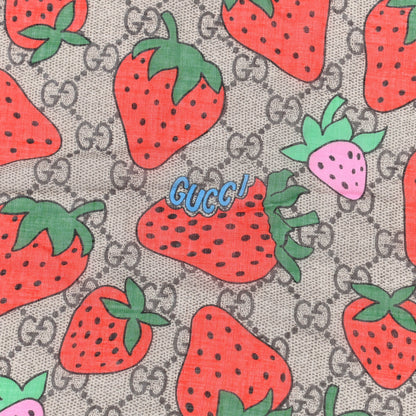 Gucci Modal Silk Monogram Strawberry Square Scarf 3 of 4