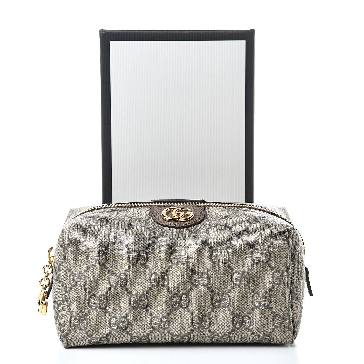 Soft GG Supreme Monogram Calfskin Medium Ophidia Cosmetic Case Beige Ebony New Acero
