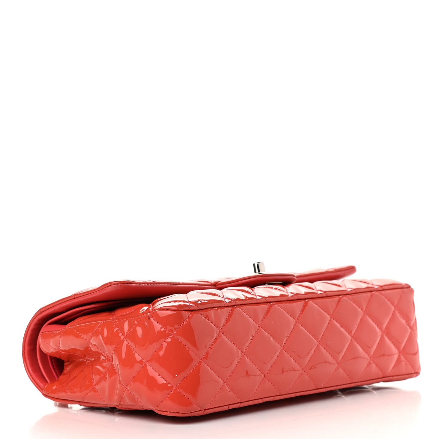 Patent Calfskin Quilted Medium Double Flap Red