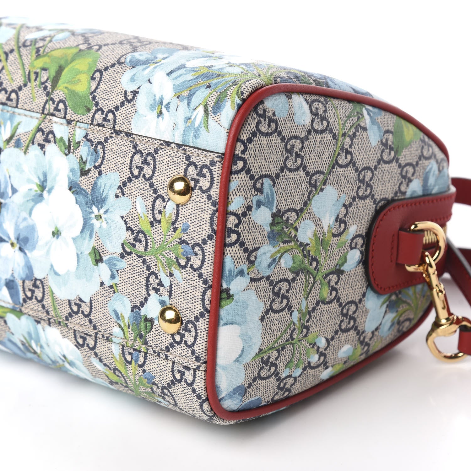 Gucci GG Supreme Monogram Blooms Small Boston Beige Blue Navy Hibiscus Red 10 of 11