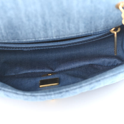 Chanel Denim Quilted Mini Pearl Crush Rectangular Flap Blue 5 of 12