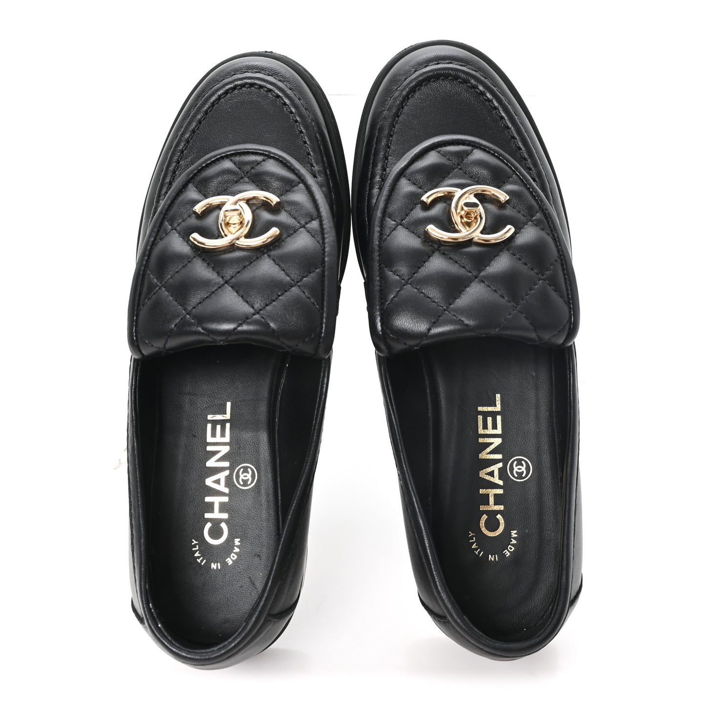 Lambskin Quilted CC Turnlock Loafers 36 Black