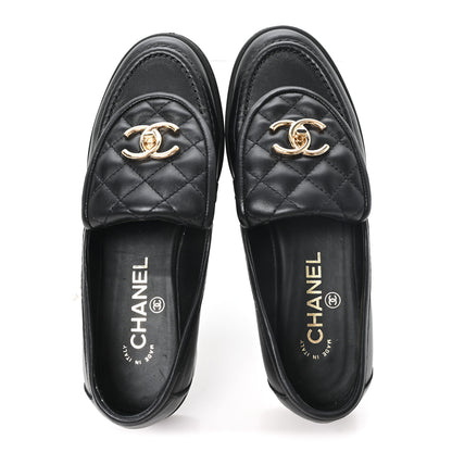 Chanel Lambskin Quilted CC Turnlock Loafers 36 Black 2 of 10