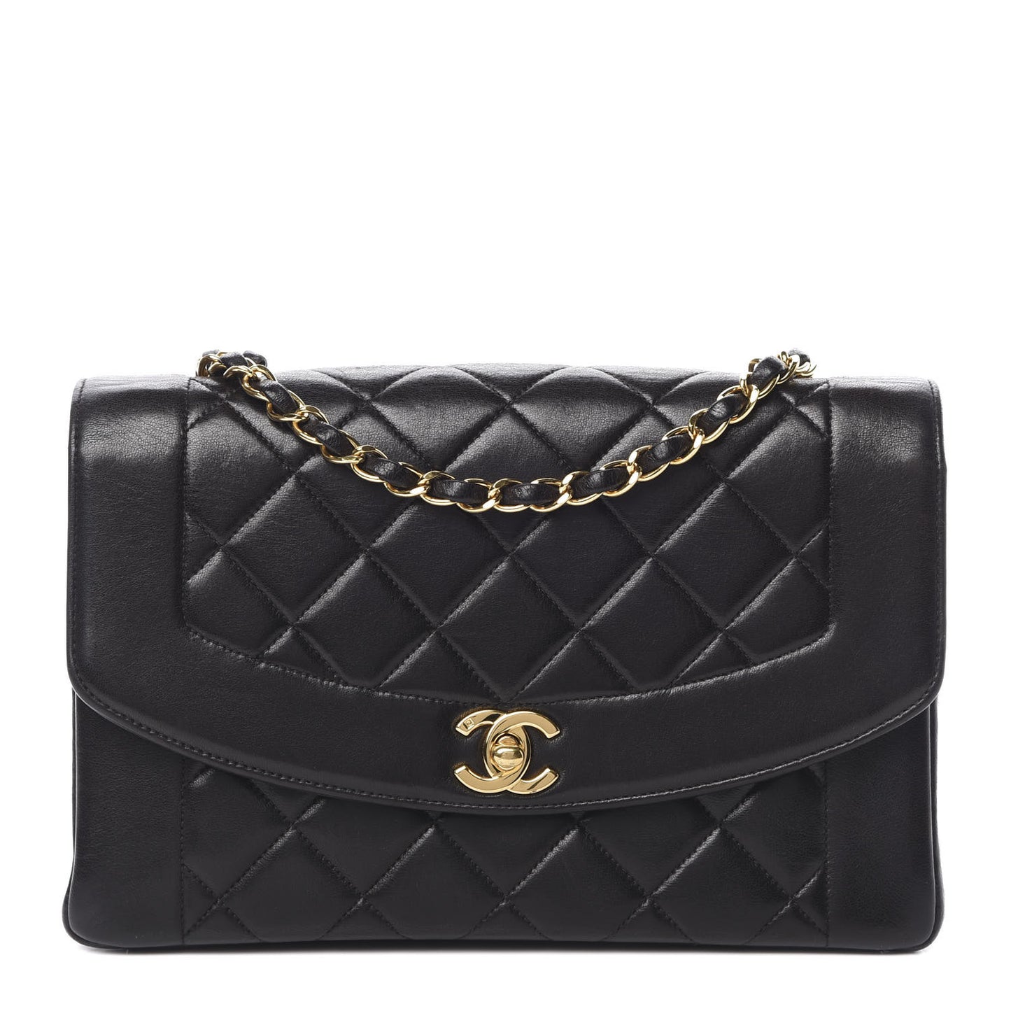 Lambskin Quilted Medium Single Flap Black