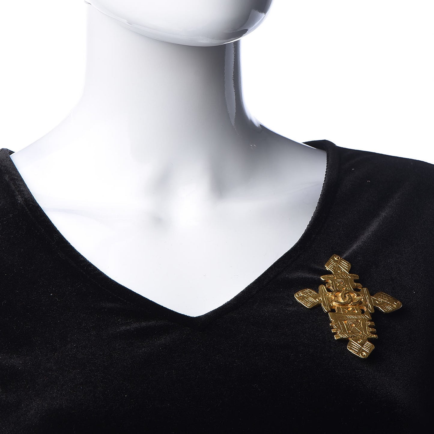 CC Cross Brooch Gold