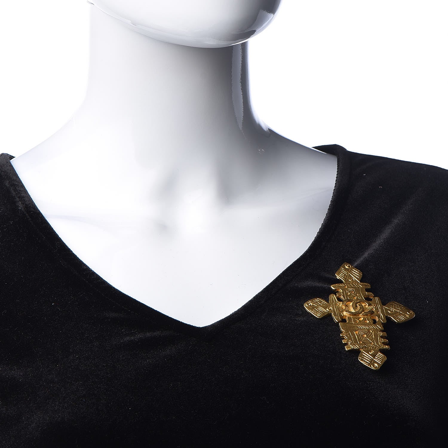 Chanel CC Cross Brooch Gold 2 of 5