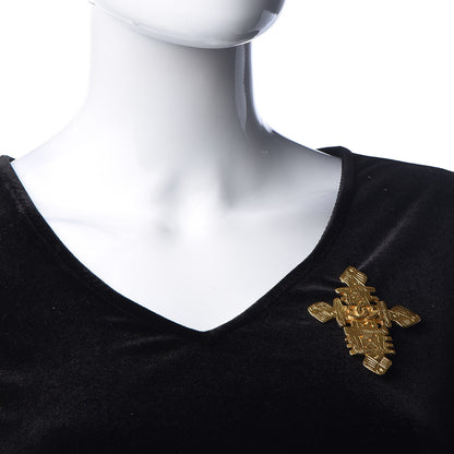 Chanel CC Cross Brooch Gold 2 of 5