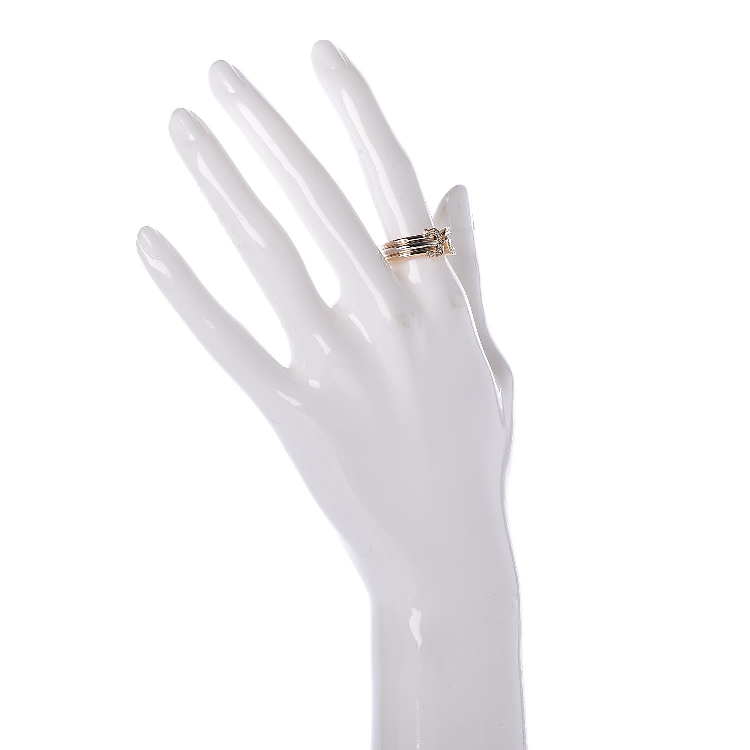 Cartier 18K Pink Yellow White Gold Diamond C De Ring 54 6.75 2 of 5