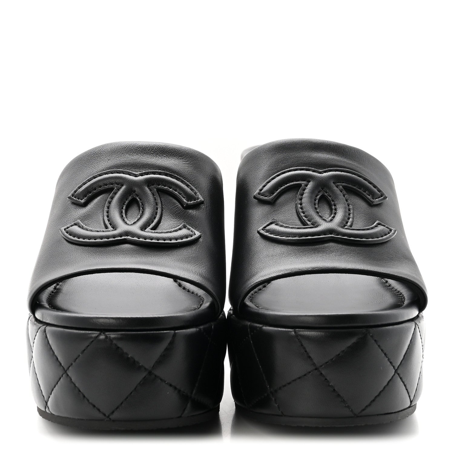 Chanel Lambskin Quilted CC Platform Mules 40 Black 3 of 10