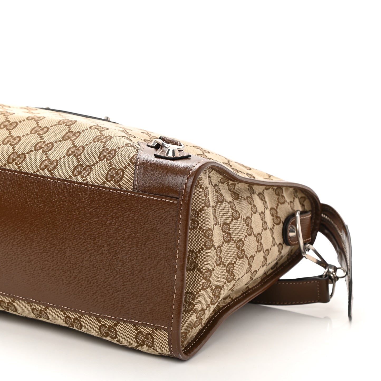 X GUCCI GG Monogram Azalea Calfskin Neo Classic Silver Hardware Medium City Beige Ebony Brown Sugar