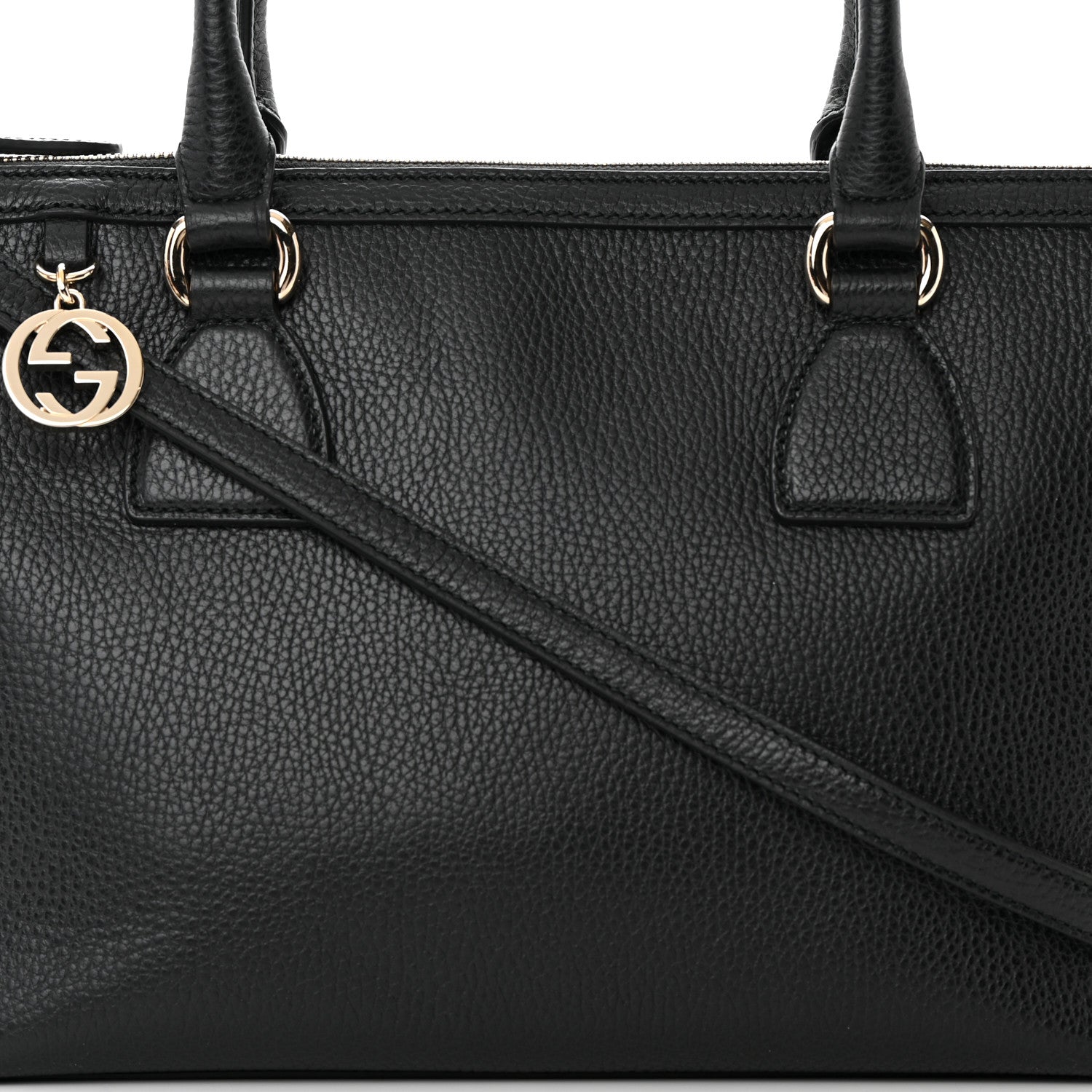 Gucci Dollar Calfskin GG Charm Satchel Black 8 of 20