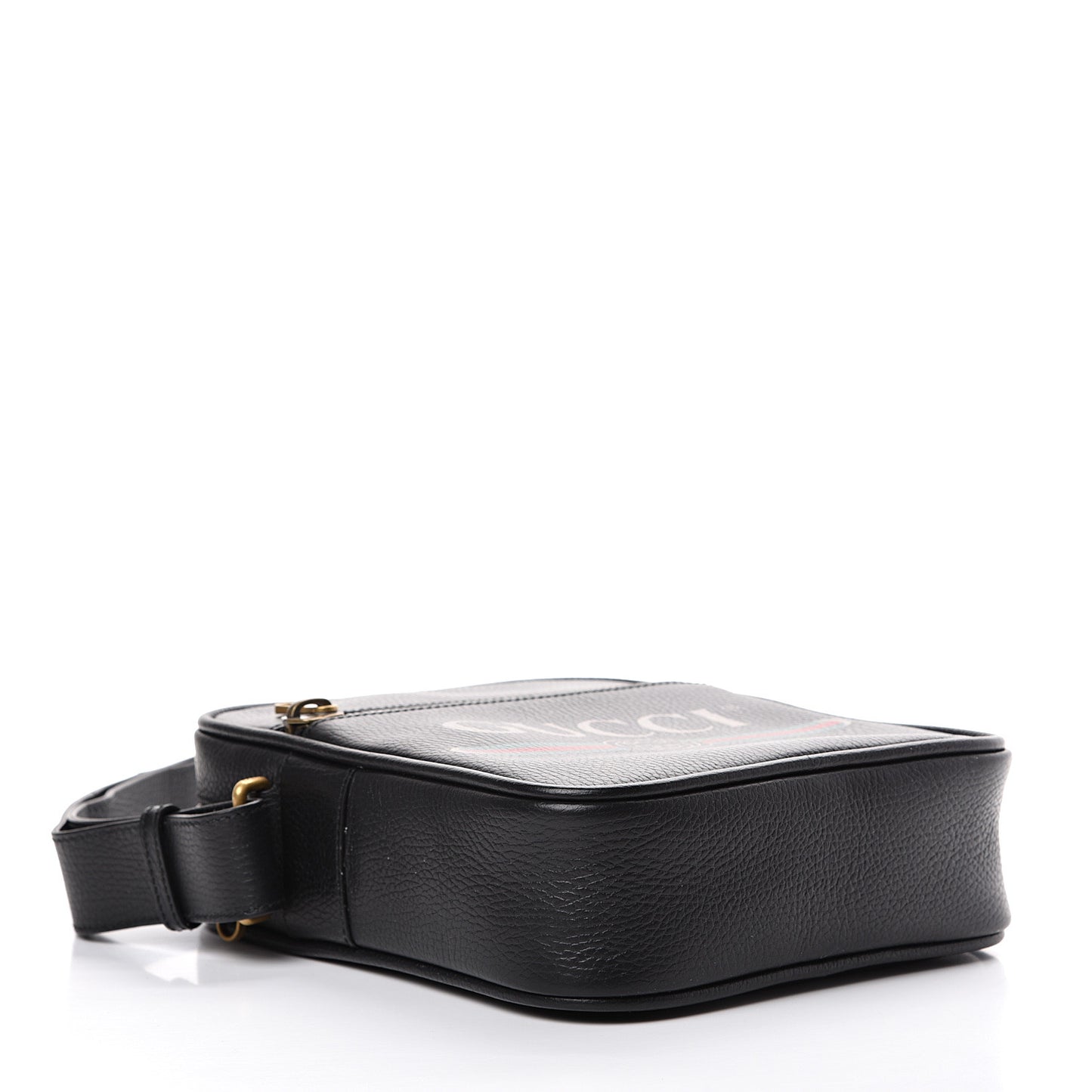 Grained Calfskin Logo Messenger Bag Black
