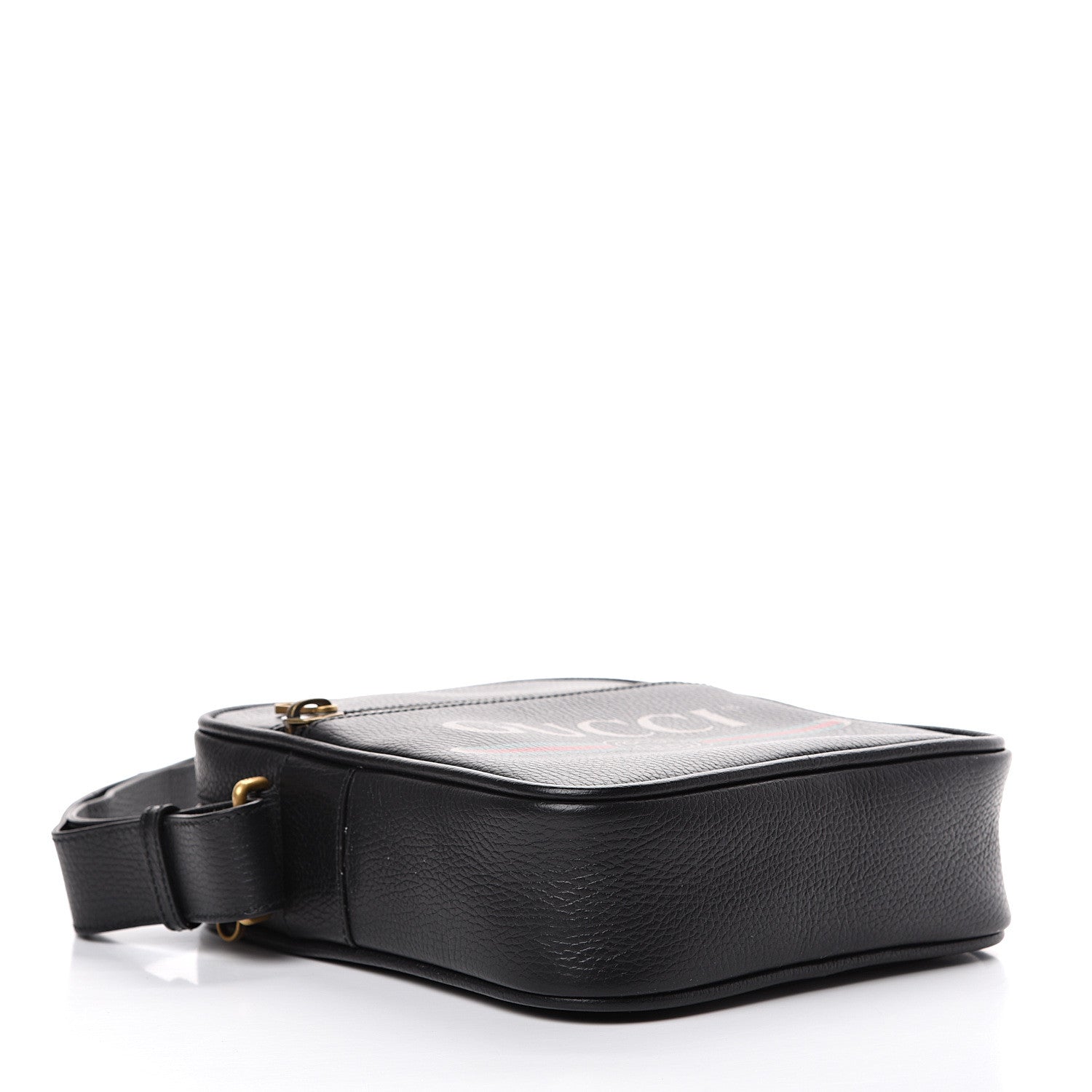 Gucci Grained Calfskin Logo Messenger Bag Black 3 of 12