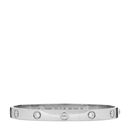 Cartier 18K White Gold 4 Diamond Love Bracelet 17 1 of 9
