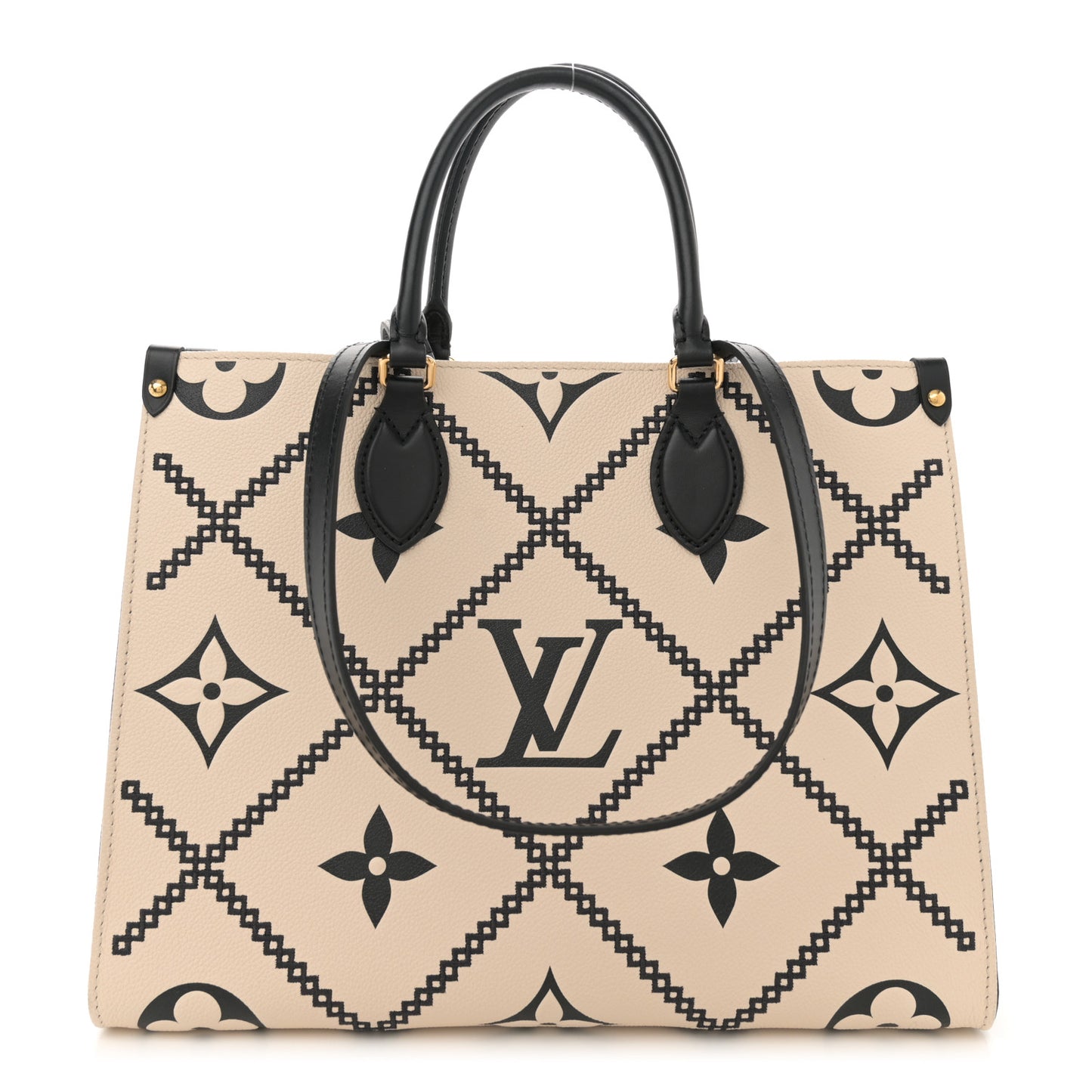 Empreinte Monogram Giant Broderies Onthego MM Cream Black