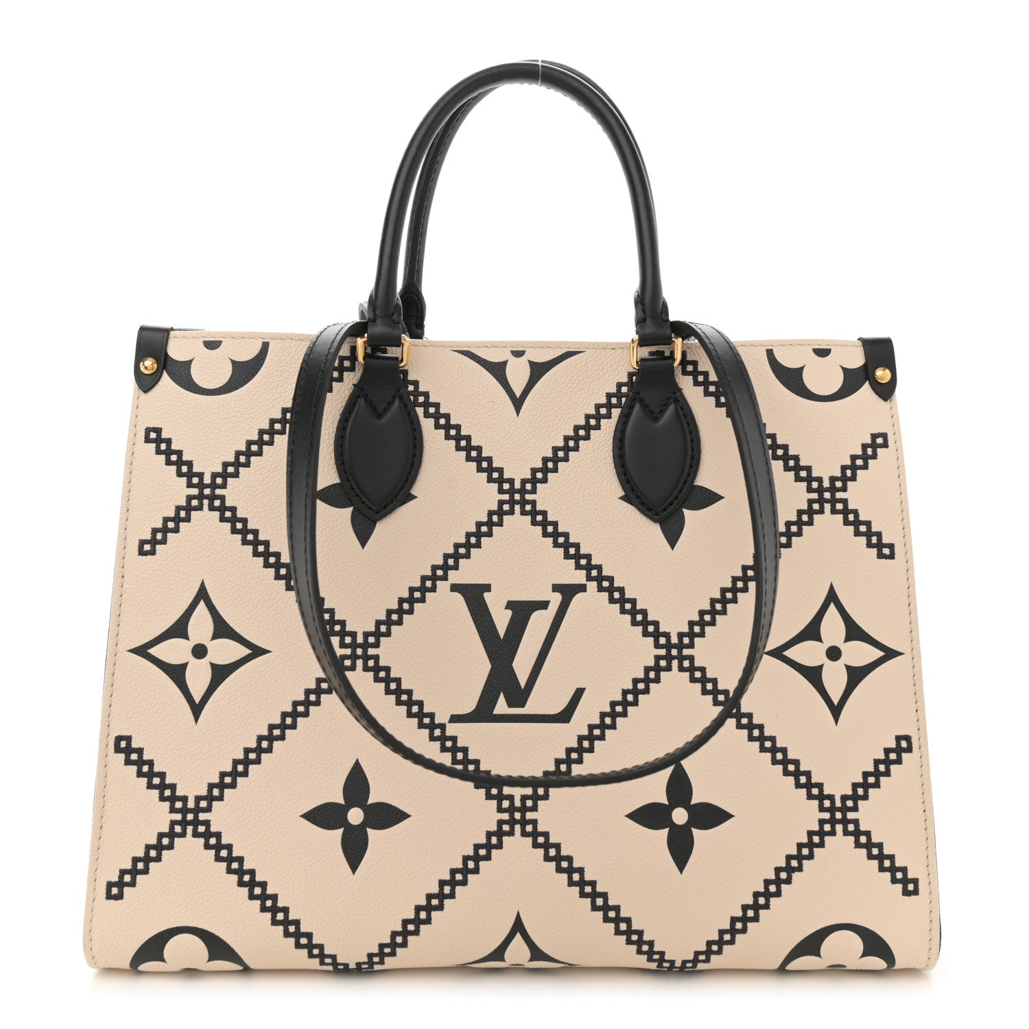 Louis Vuitton Empreinte Monogram Giant Broderies Onthego MM Cream Black 1 of 12
