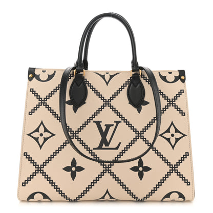 Louis Vuitton Empreinte Monogram Giant Broderies Onthego MM Cream Black 1 of 12