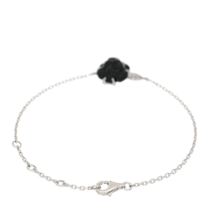 Chanel 18K White Gold Diamond Black Onyx Camelia Sculpte Bracelet 2 of 3