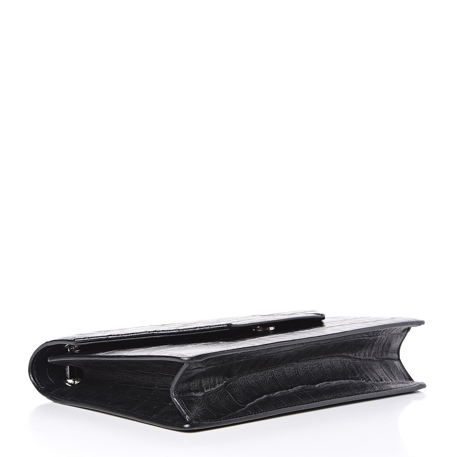Saint Laurent Calfskin Crocodile Embossed Medium Betty Black 4 of 10