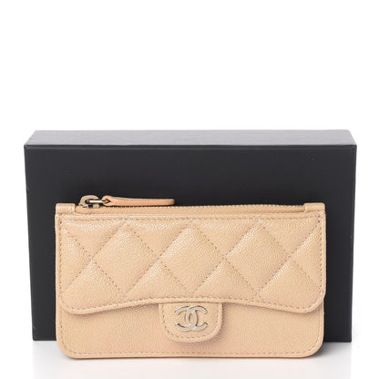 Chanel Iridescent Caviar Quilted Flap Zip Card Holder Beige 8 of 8