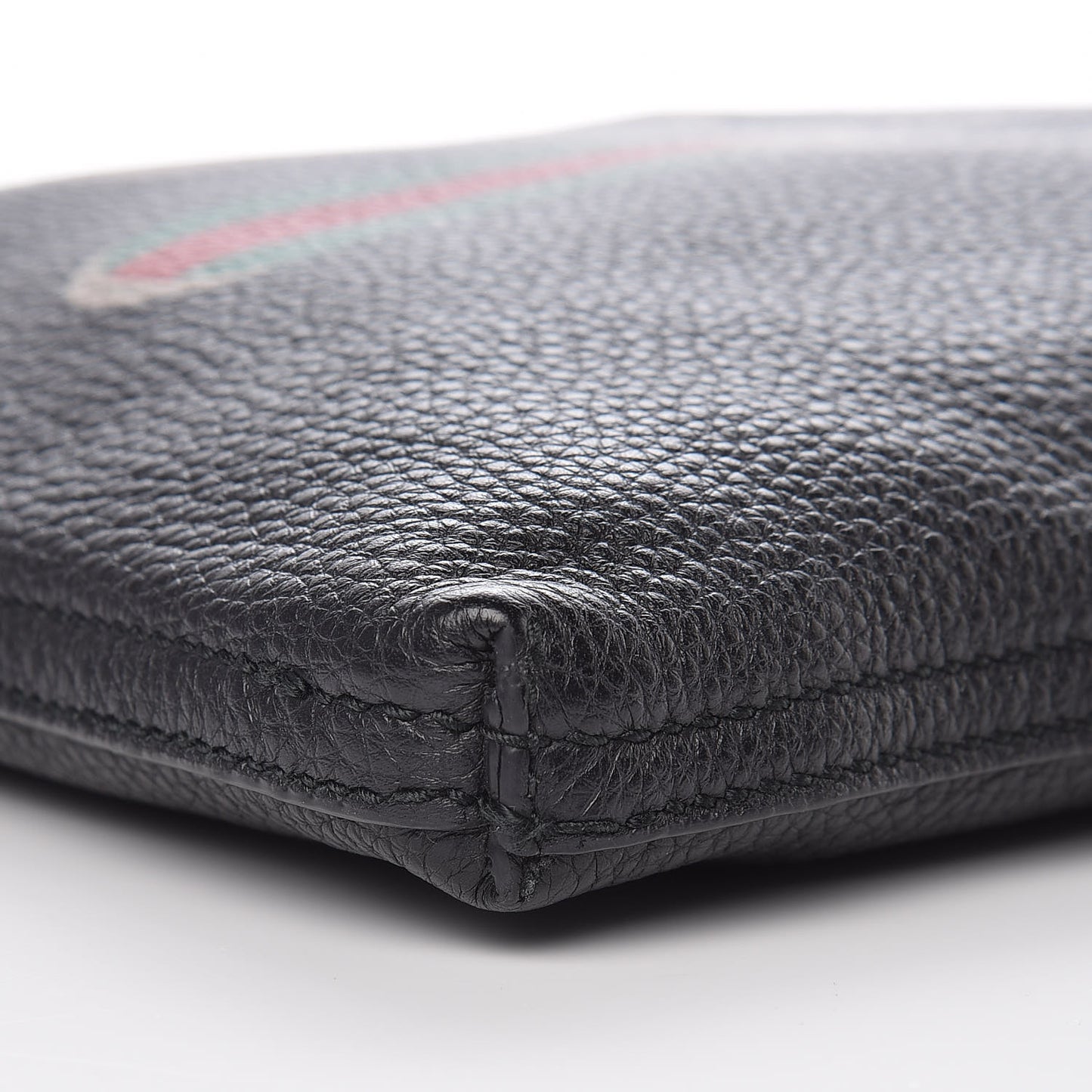 Pebbled Calfskin Medium Logo Portfolio Clutch Black