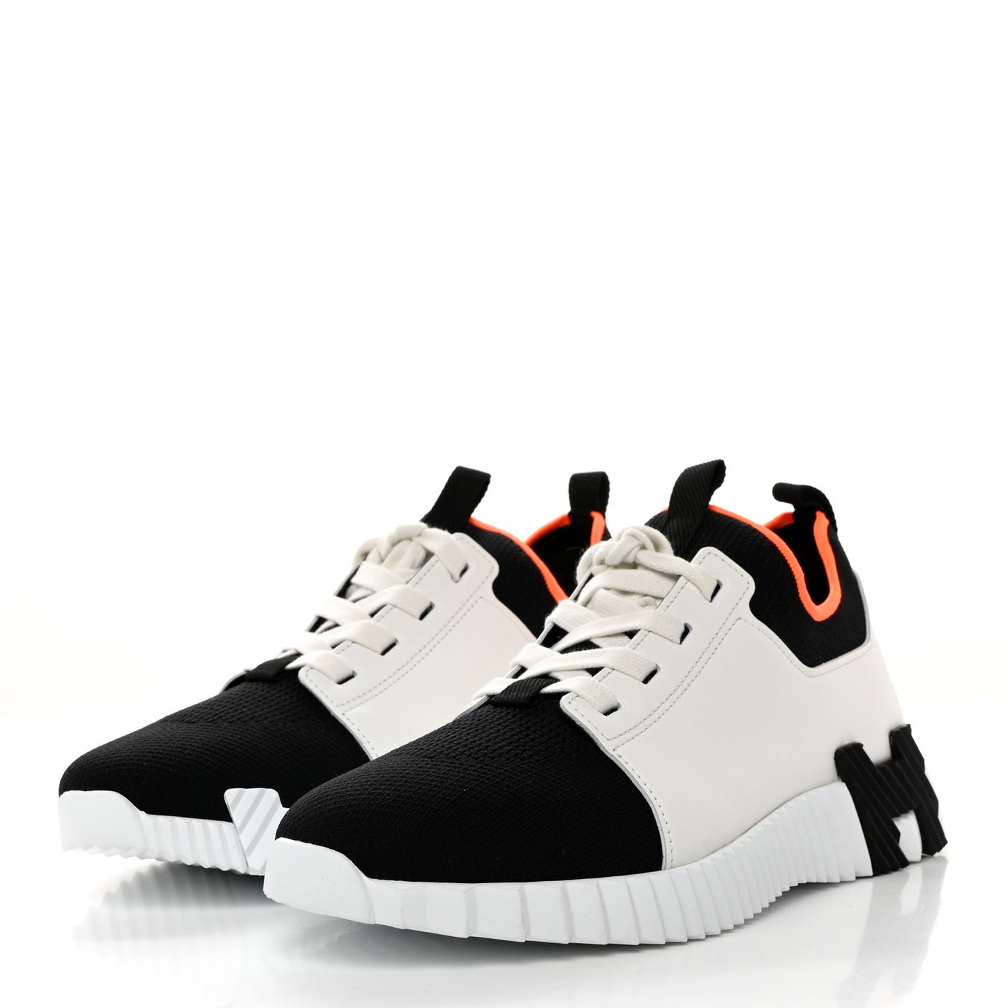 Knit Calfskin Mens Depart Sneakers 41 Black White