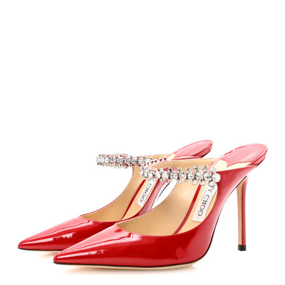 Jimmy Choo Patent Crystal Bing 100 Pumps 38 Red 4 of 9