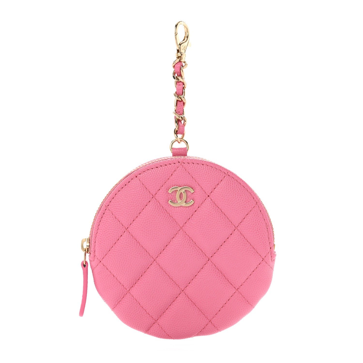 Chanel Caviar Quilted Round Clip On Coin Purse Pink 1 of 8