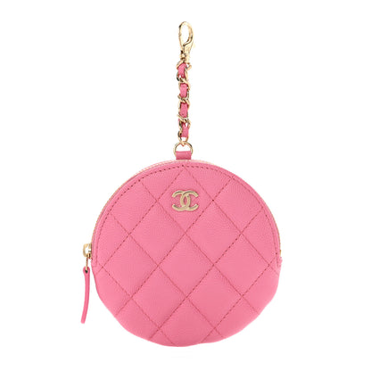 Chanel Caviar Quilted Round Clip On Coin Purse Pink 1 of 8