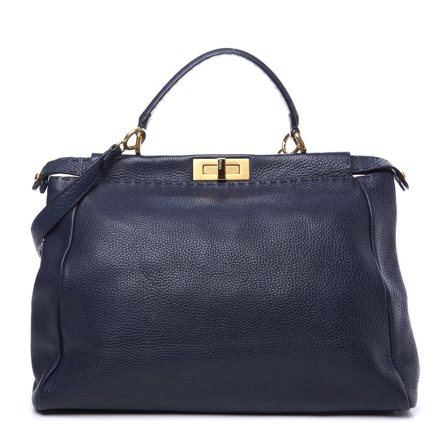 Cuoio Romano Raffia Selleria Large Peekaboo Iconic Satchel Navy