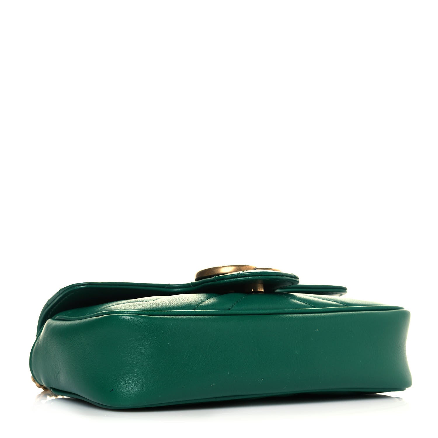 Gucci Calfskin Matelasse Super Mini GG Marmont Shoulder Bag Emerald Green 4 of 11