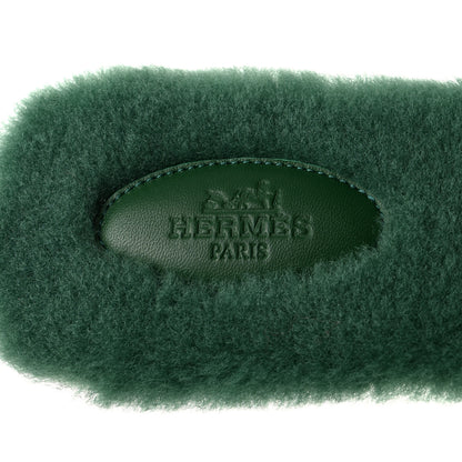 Hermes Woolskin Oran Sandals 41 Vert Anglais 6 of 8