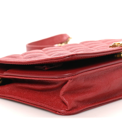 Chanel Caviar Quilted Boy Wallet On Chain WOC Red 9 of 10