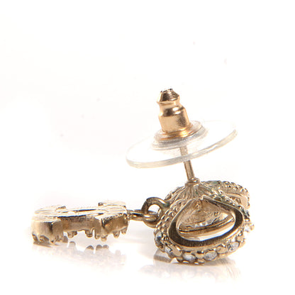 Chanel Crystal CC Bow Drop Earrings Gold 3 of 5