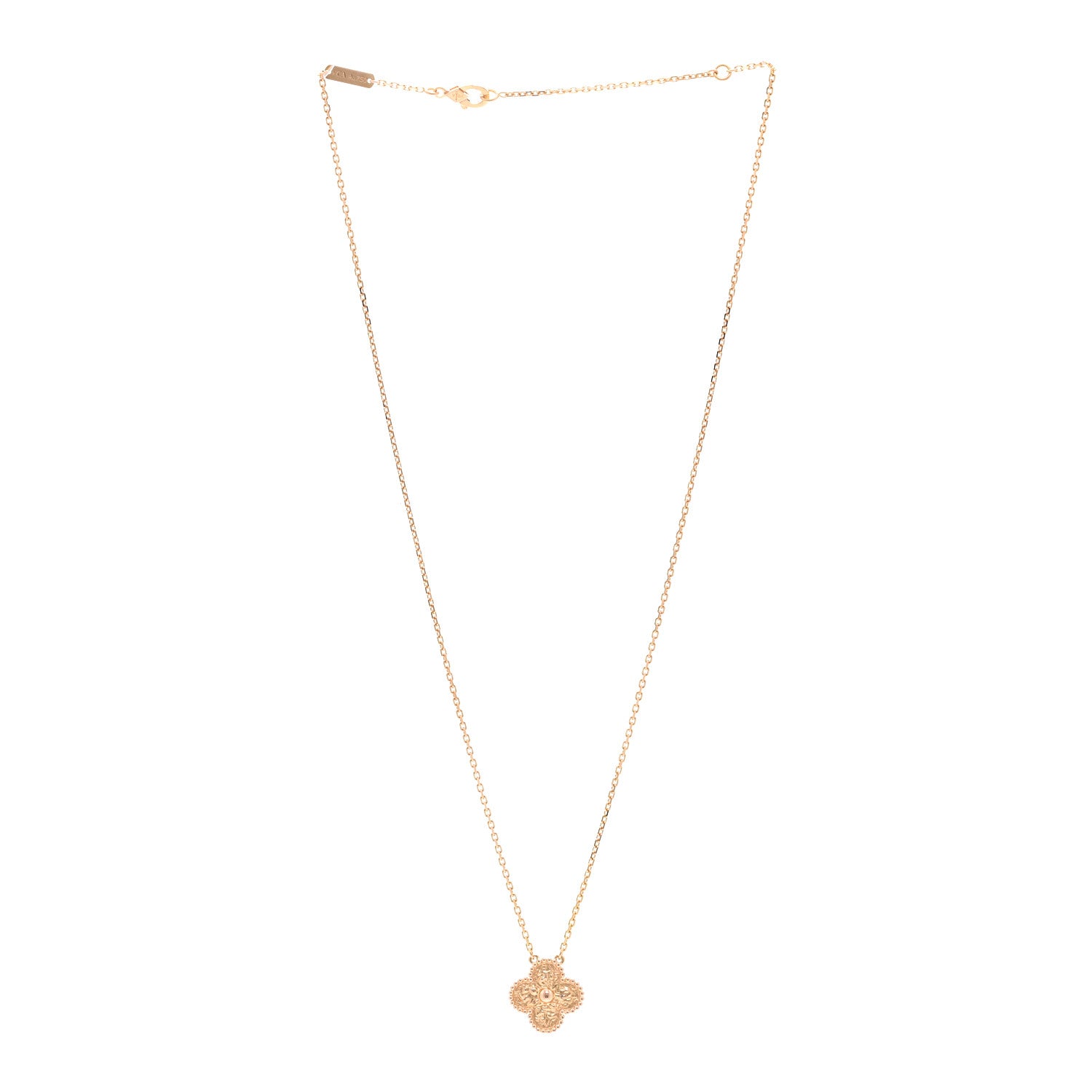 Van Cleef & Arpels 18K Rose Gold Vintage Alhambra Pendant Necklace 3 of 6