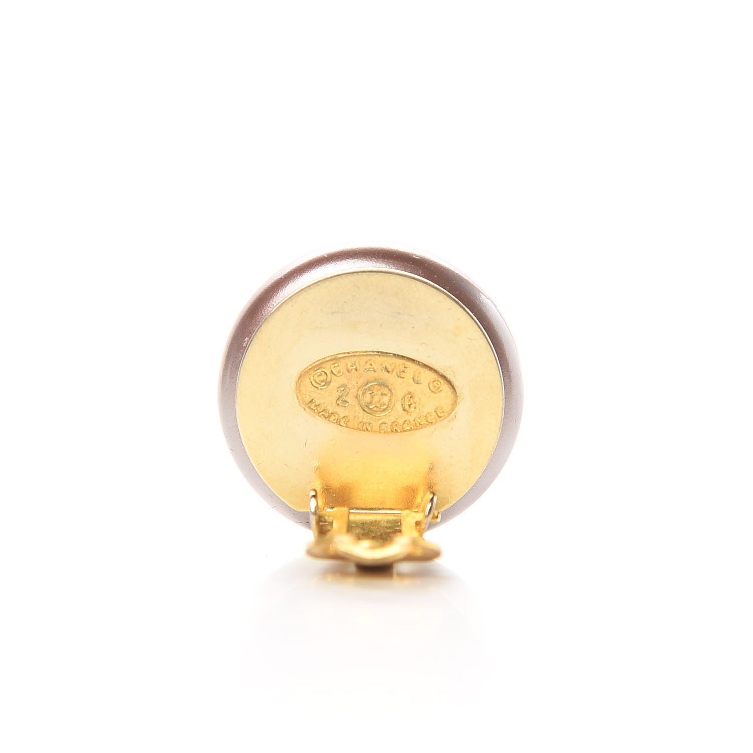 Chanel Faux Pearl CC Clip On Earrings Bronze 4 of 5