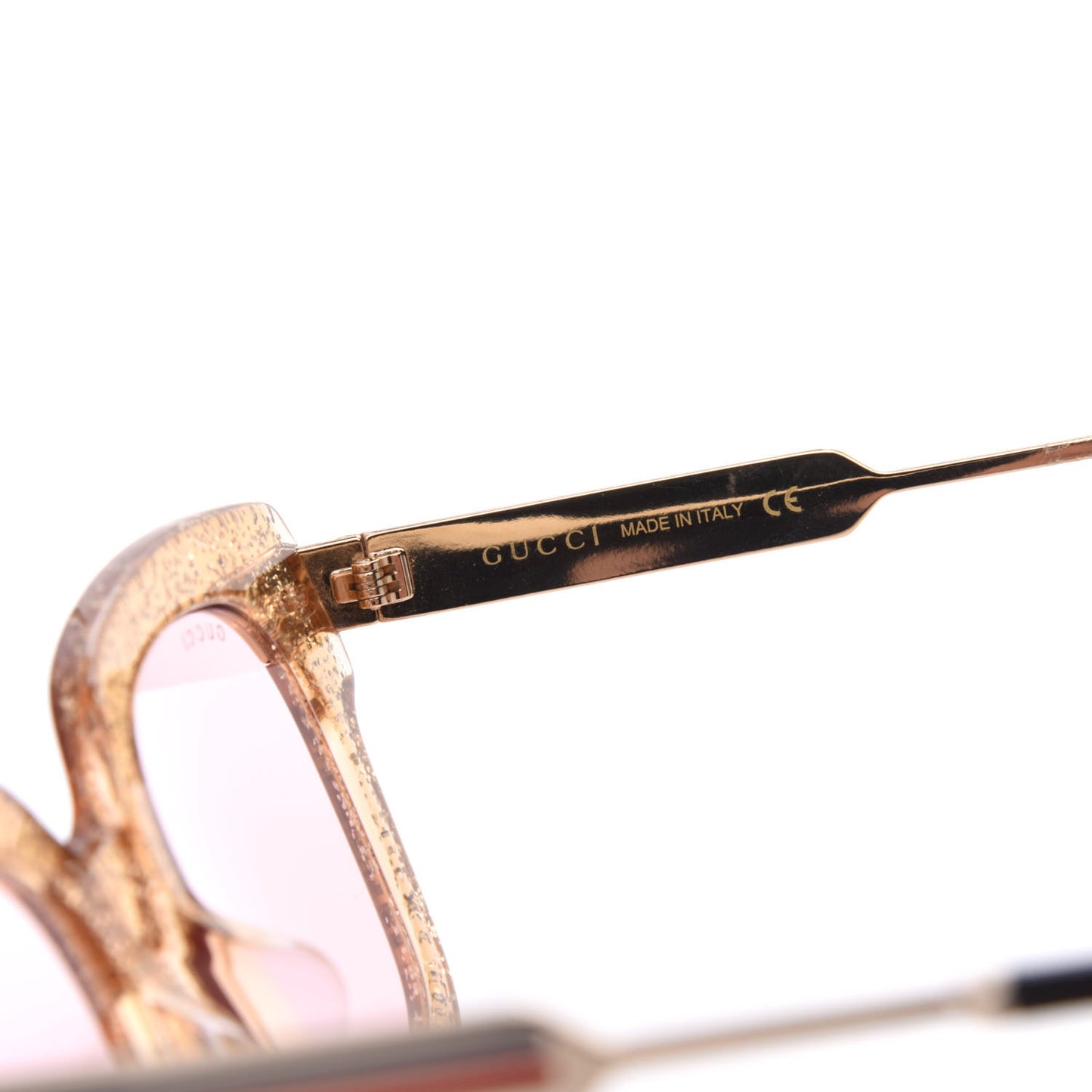 Acetate Square Frame Web Glitter GG0281S Sunglasses Gold