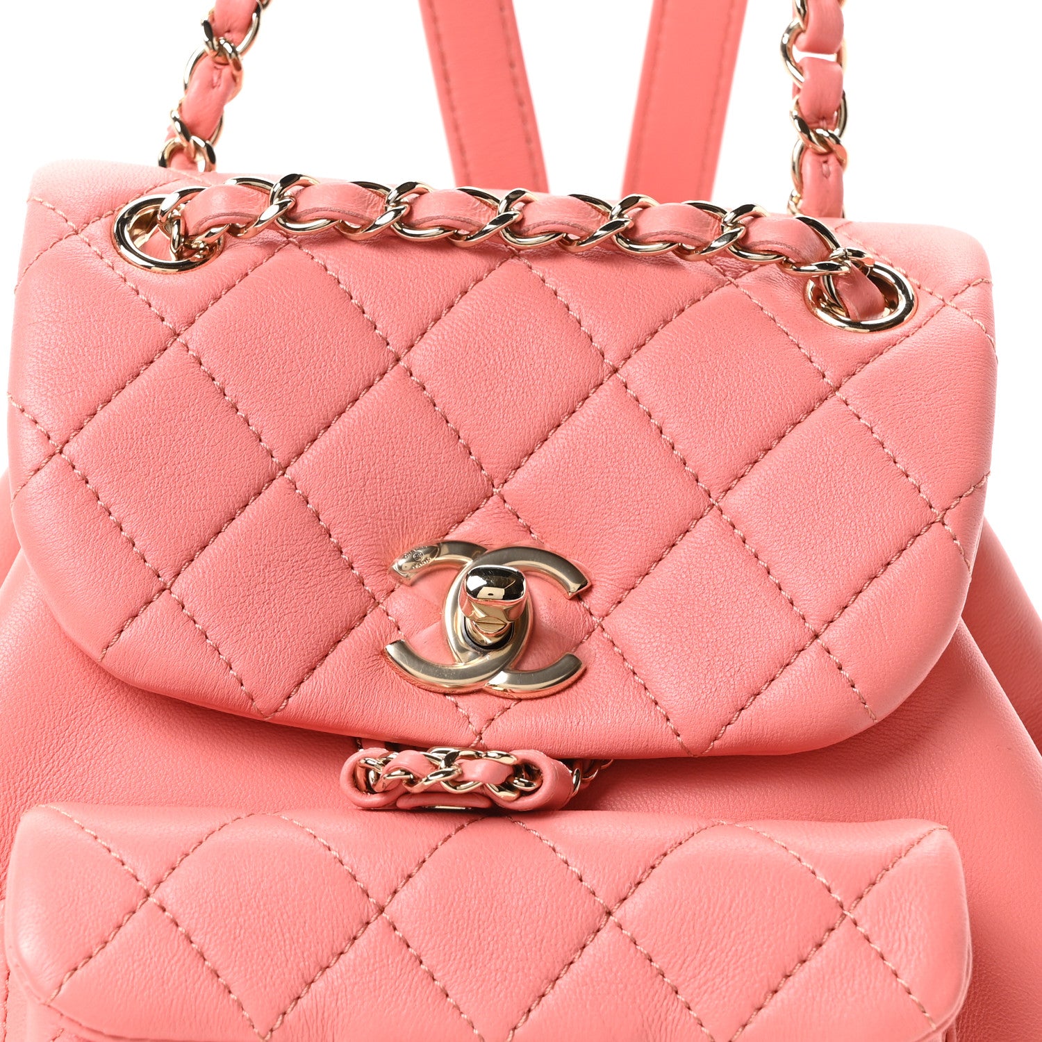 Chanel Lambskin Quilted Small Duma Drawstring Backpack Pink 7 of 10