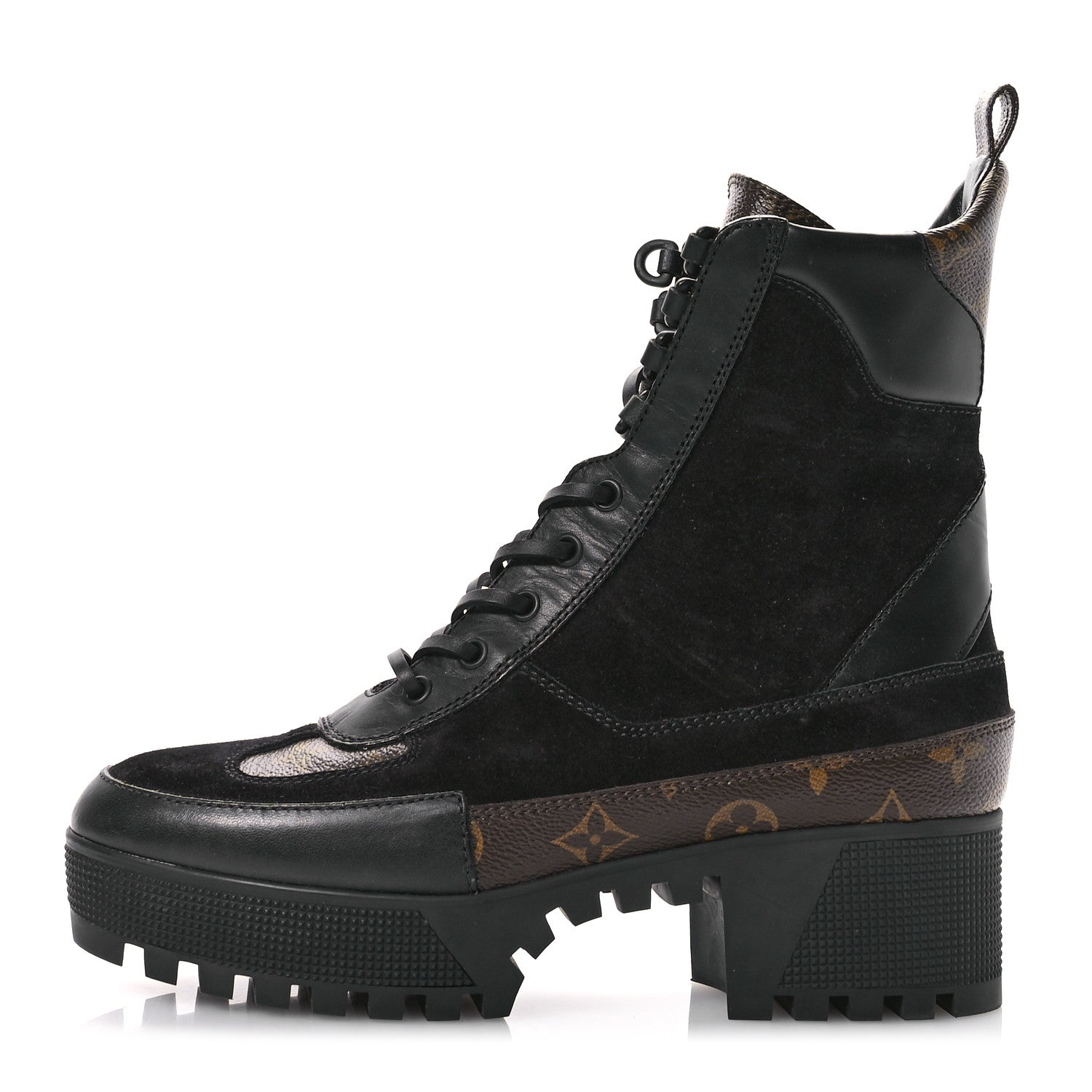 Louis Vuitton Suede Calfskin Monogram Laureate Platform Desert Boots 39.5 Black 1 of 9
