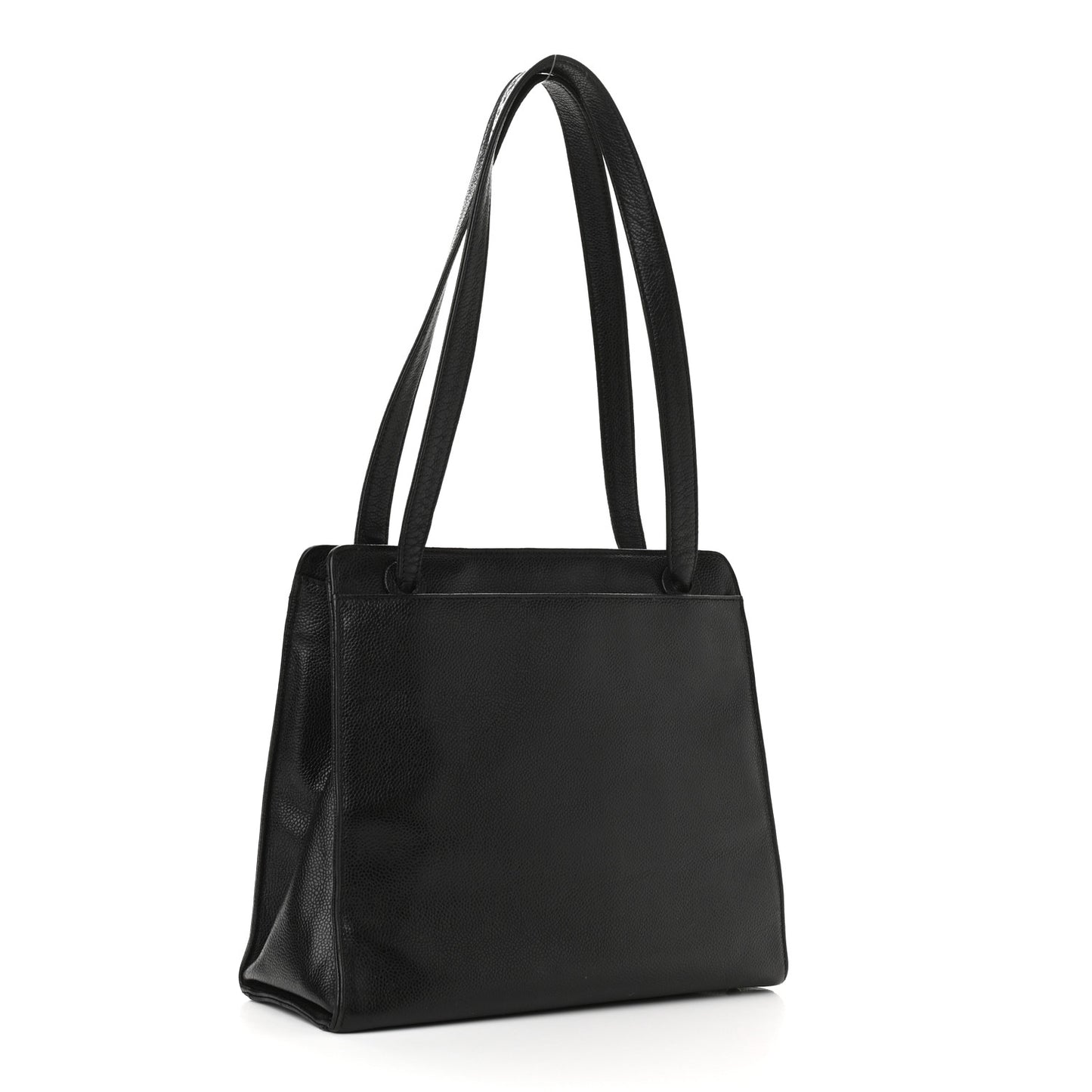 Caviar Embroidered Logo Shoulder Bag Black