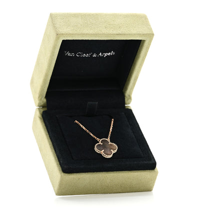 Van Cleef & Arpels 18K Rose Gold Gray Mother of Pearl Vintage Alhambra Pendant Necklace 6 of 6
