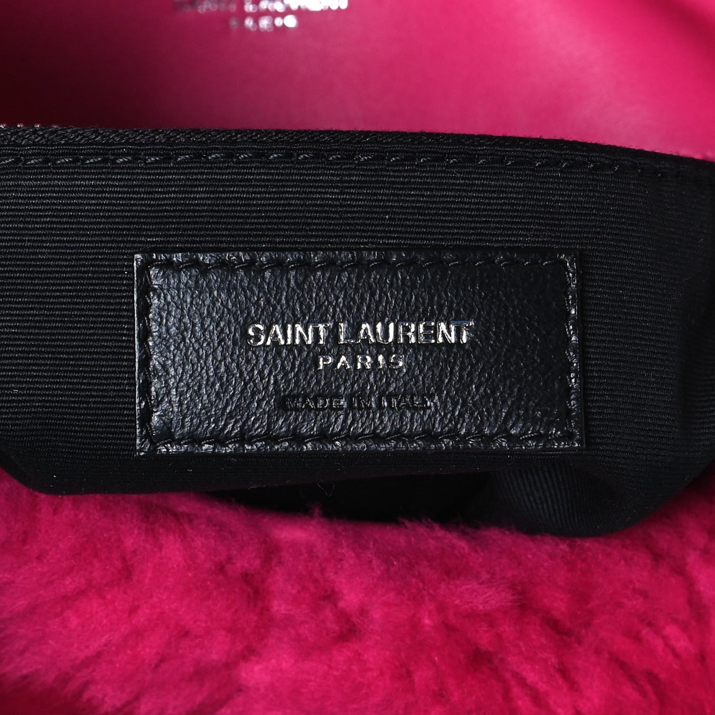 Merino Shearling Lambskin Quilted Small Loulou Puffer Monogram Chain Satchel Fuchsia