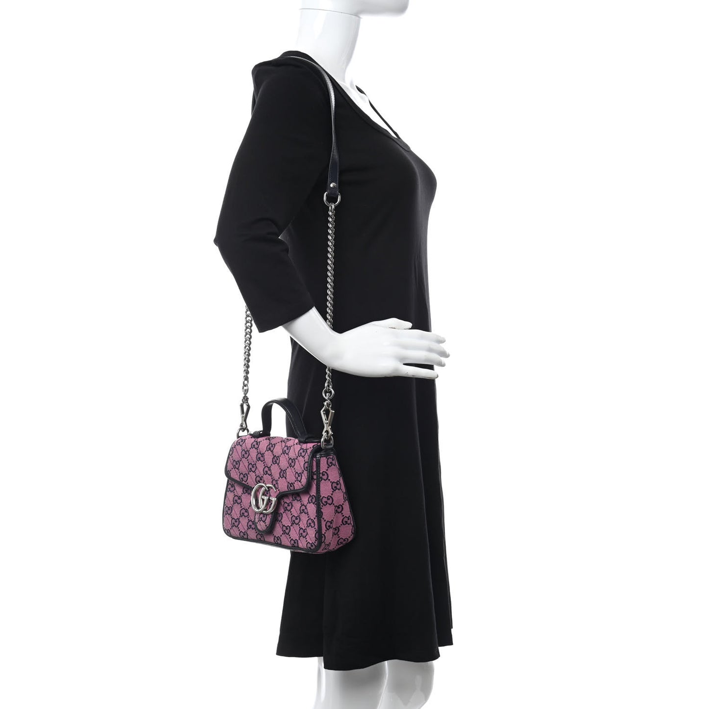 Monogram Multicolor Matelasse Diagonal Mini GG Marmont Top Handle Shoulder Bag Pink Blue